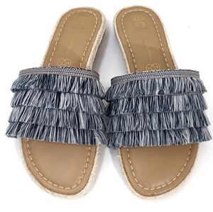 BC Born in California Vegan Fringe Espadrille Slides 7.5